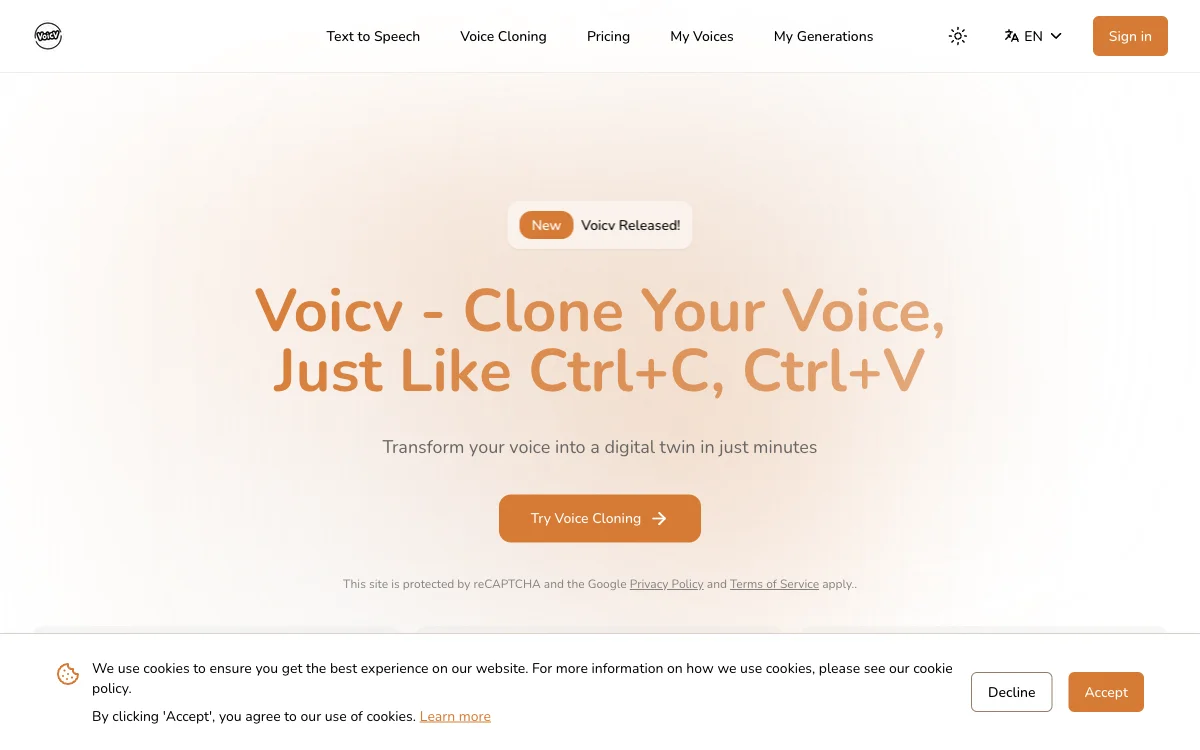 Voicv: Transform Your Voice in Minutes