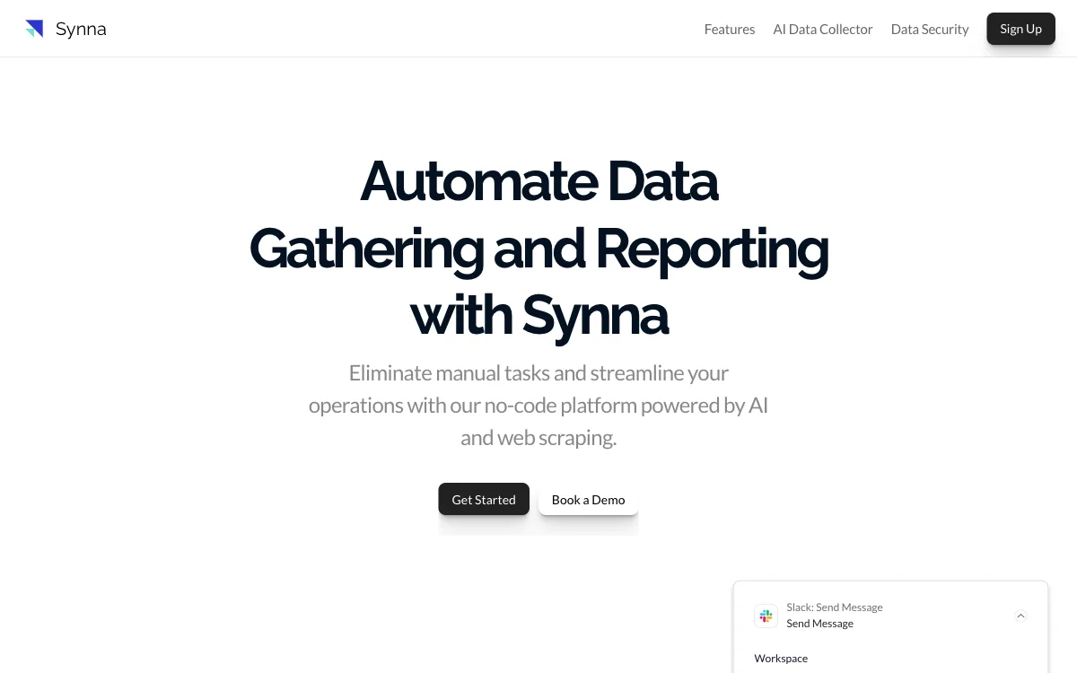 Synna.Ai: Effortless No-Code AI Report Automation & Streamlined Workflow Building