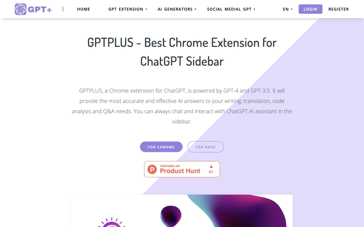 GPTPLUS - The Best ChatGPT Sidebar Extension for Writing, Translation & More