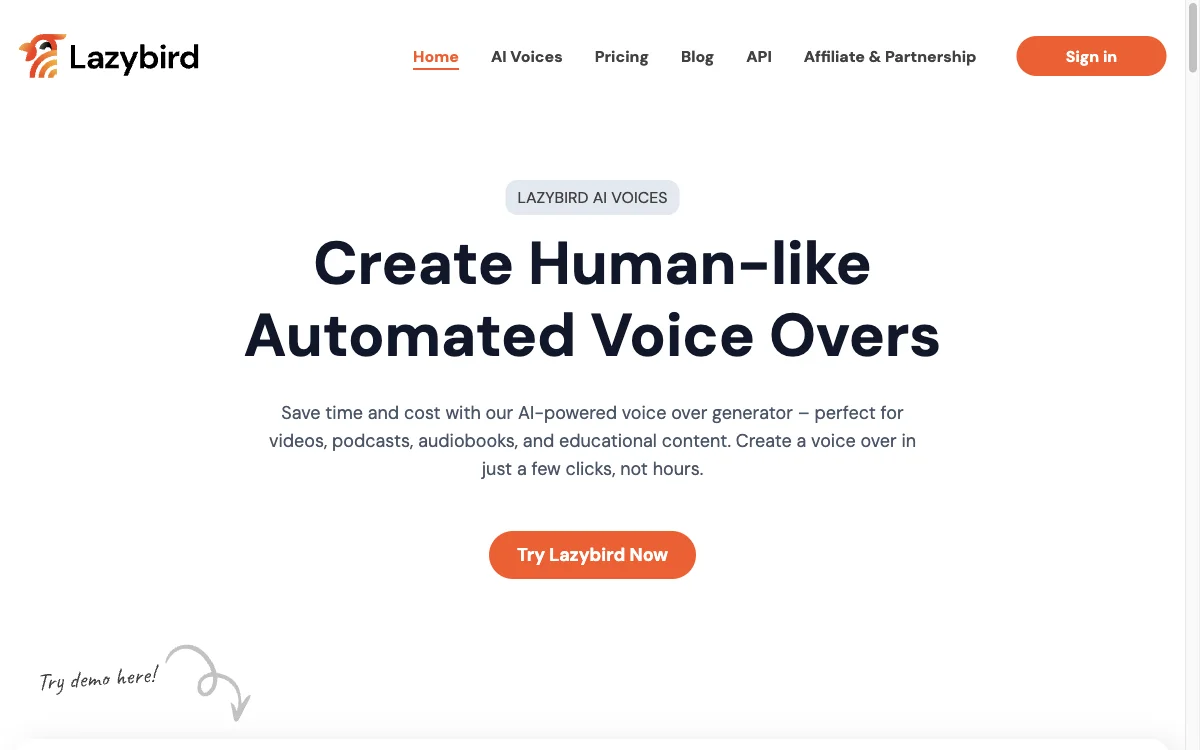 Lazybird: Transform Your Content with AI Voice Overs