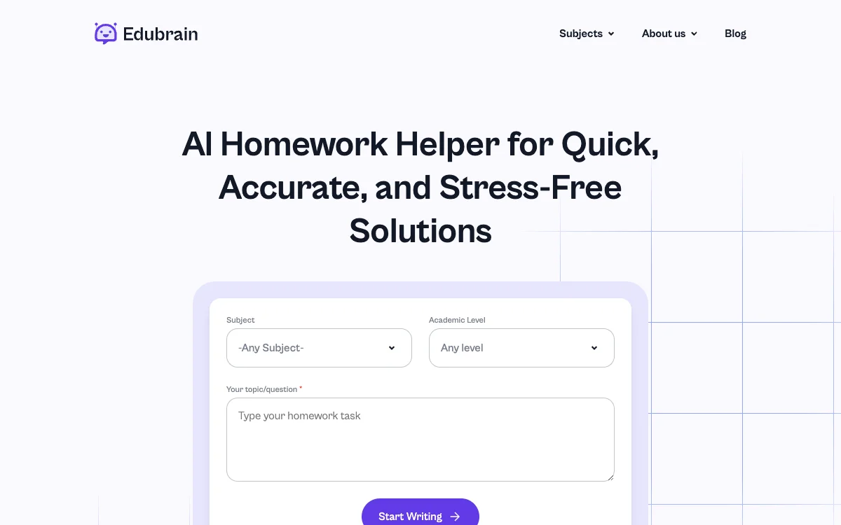 Edubrain.ai: Your AI-Powered Homework Helper for Quick, Accurate Solutions