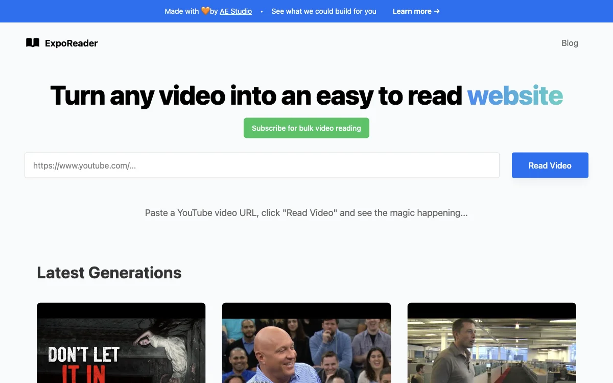 ExpoReader: Transform Videos into Readable Websites