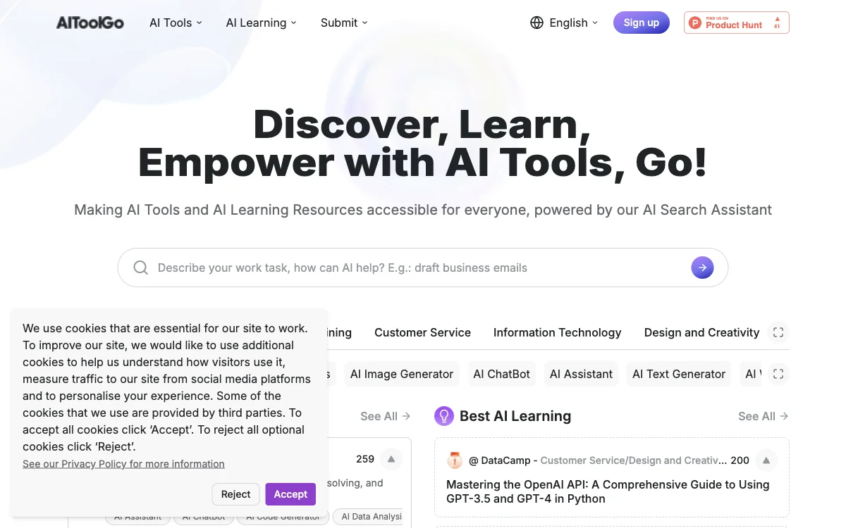 AiToolGo: Unlock the Potential of AI Tools & Learning Resources