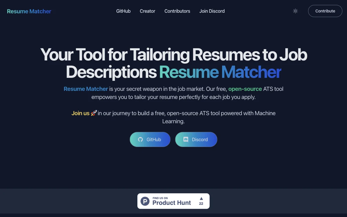 Resume Matcher：免费开源的简历与岗位描述匹配工具