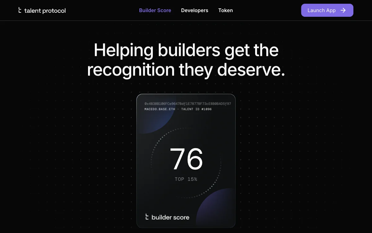 Talent Protocol: คะแนน Builder Score ที่ช่วยให้ผู้สร้างได้รับการยอมรับ