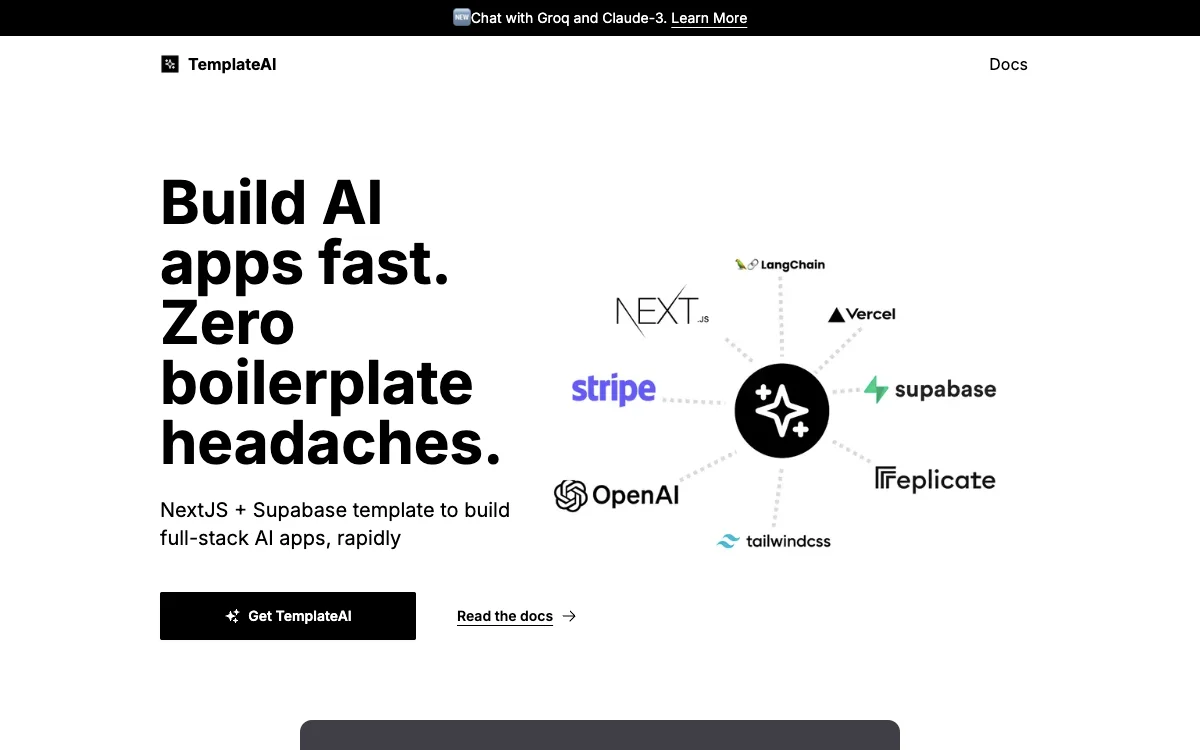 TemplateAI – Nền tảng NextJS + Supabase cho ứng dụng AI nhanh chóng và hiệu quả