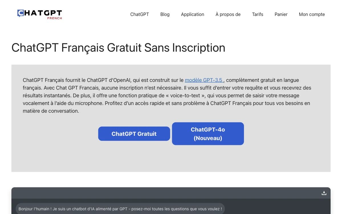 ChatGPT Français Gratuit Sans Inscription：畅享免费无注册法语版ChatGPT