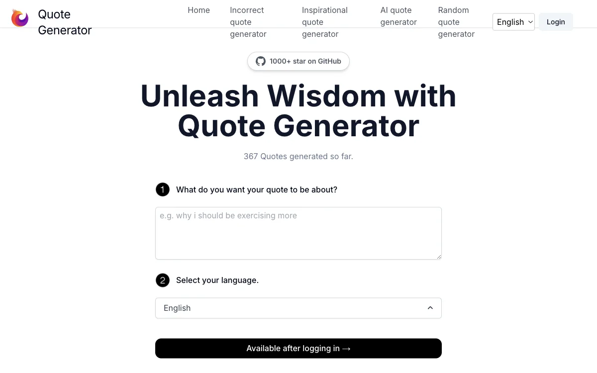 Quote Generator：快速生成励志及AI创作的引用语