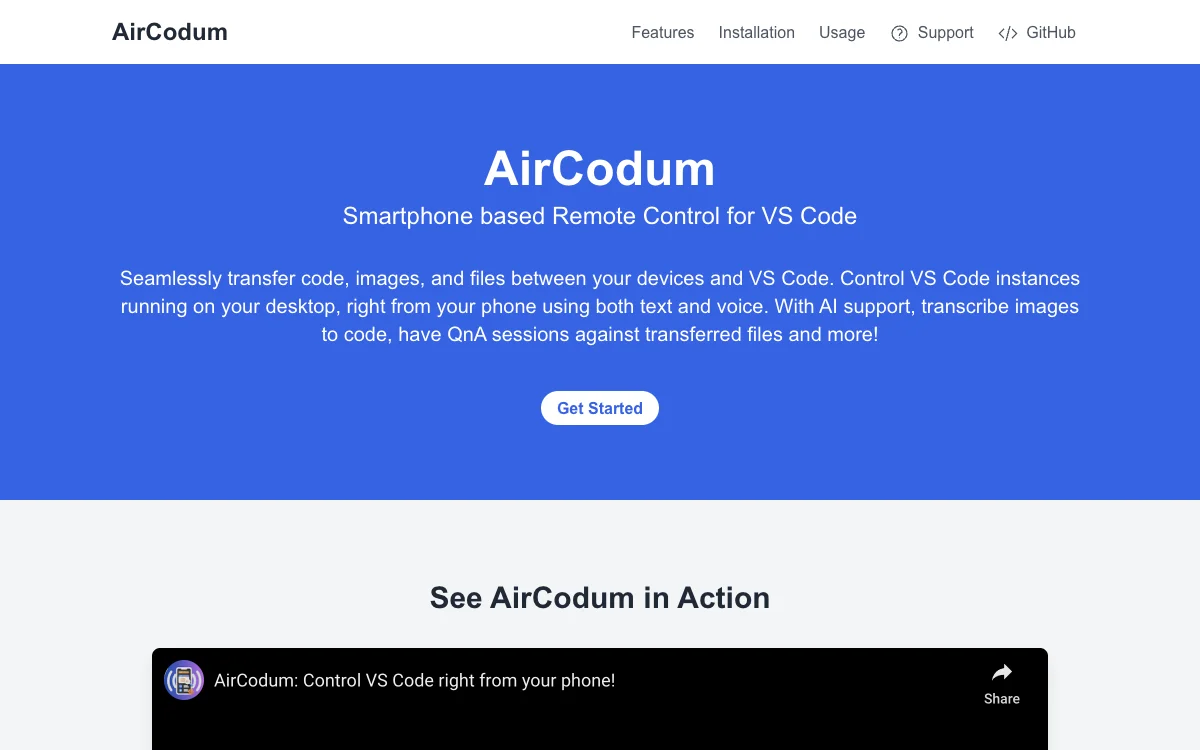 AirCodum: التحكم في VS Code من الموبايل