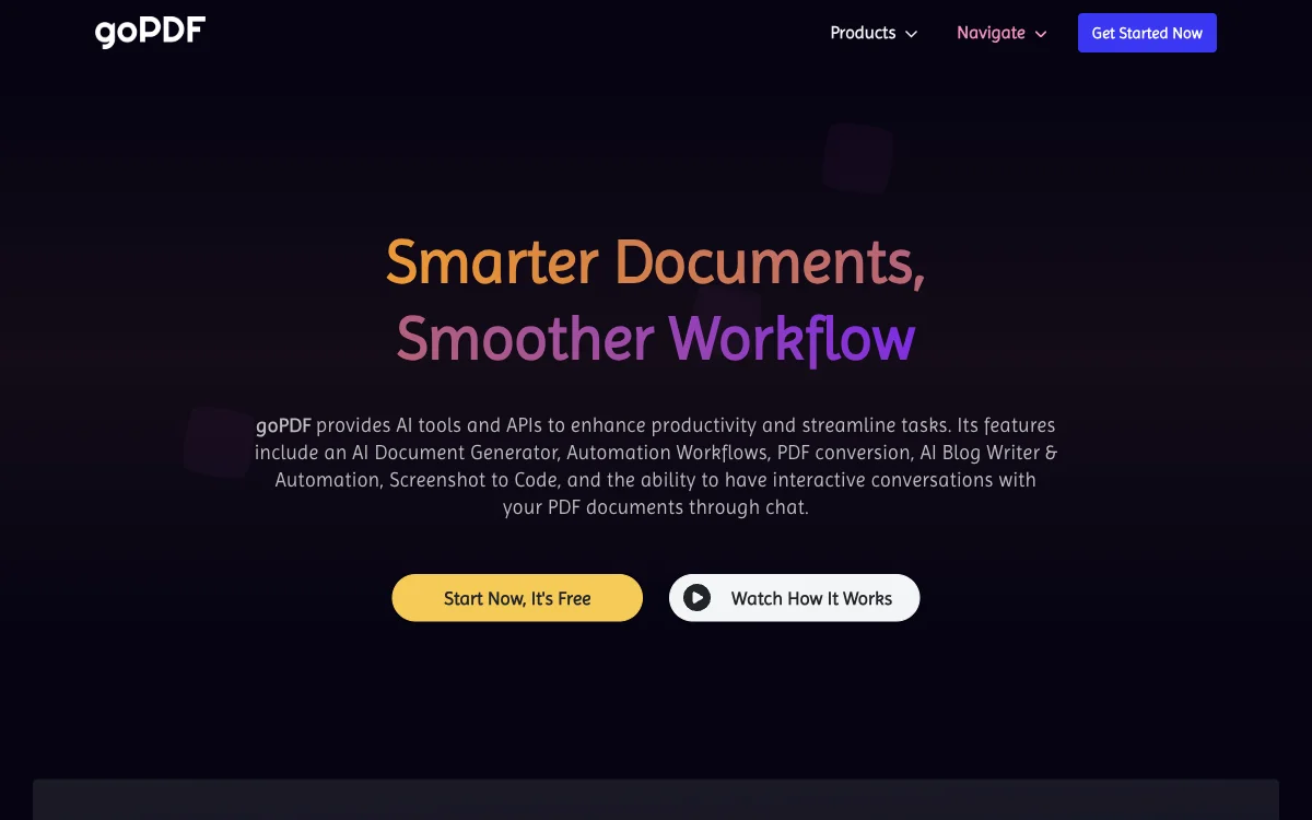 goPDF: Enhancing Productivity with AI Document Tools