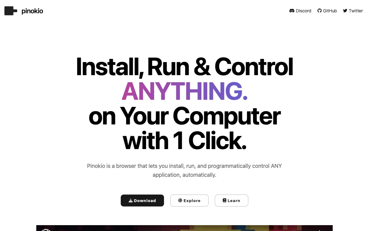 Pinokio: Empowering AI App Control with One Click