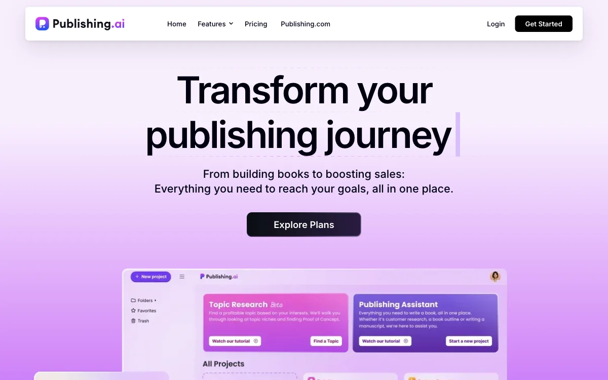 Publishing.ai: الكتابة الذكية للكتب | نشر كتابك بشكل أسرع