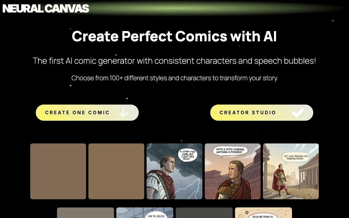 Neural Canvas - المولد الذكي للكوميكس: إنشاء الكوميكسperfektة بذكاء الويب