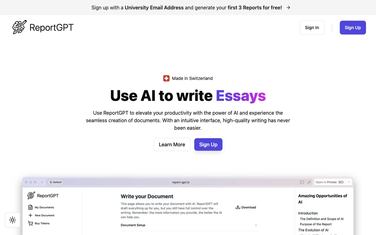 ReportGPT: الكتابة المتقدمة باستخدام الذكاء الاصطناعي