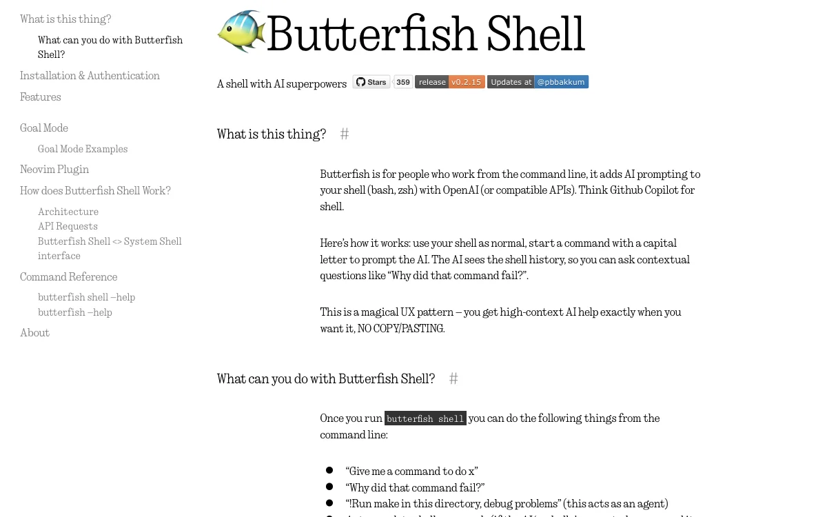 Butterfish Shell - AI dla Twojej powłoki linii poleceń