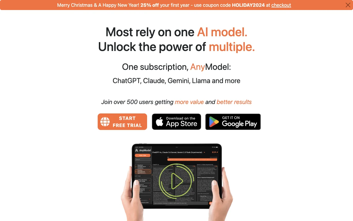 AnyModel | Compare AI Models - 50+ Models with One Account