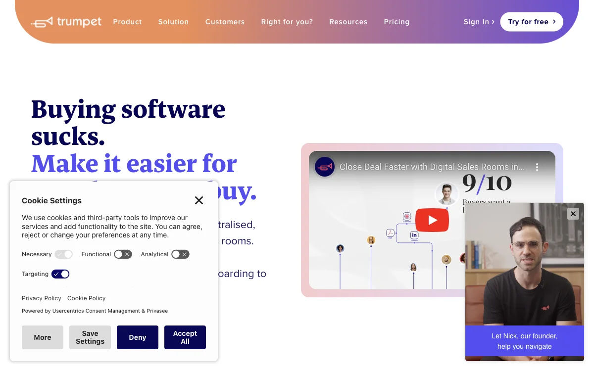 trumpet: Il Software per Digital Sales Room e Onboarding Clienti