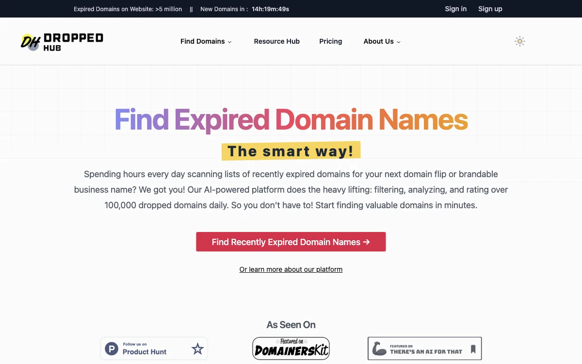 DroppedHub: Your AI-Powered Expired Domain Discovery Tool