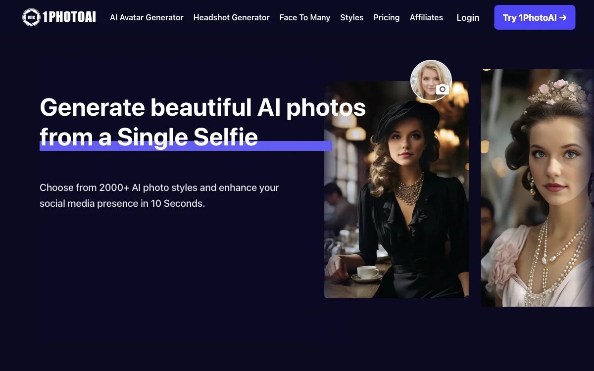 Generate AI Photos in 10 Seconds - 1PhotoAI