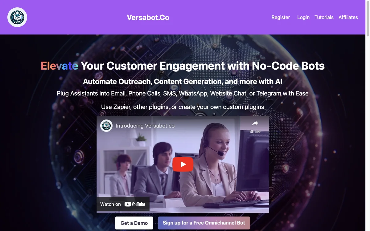 Versabot.Co: Улучшение взаимодействия с клиентами с помощью AI