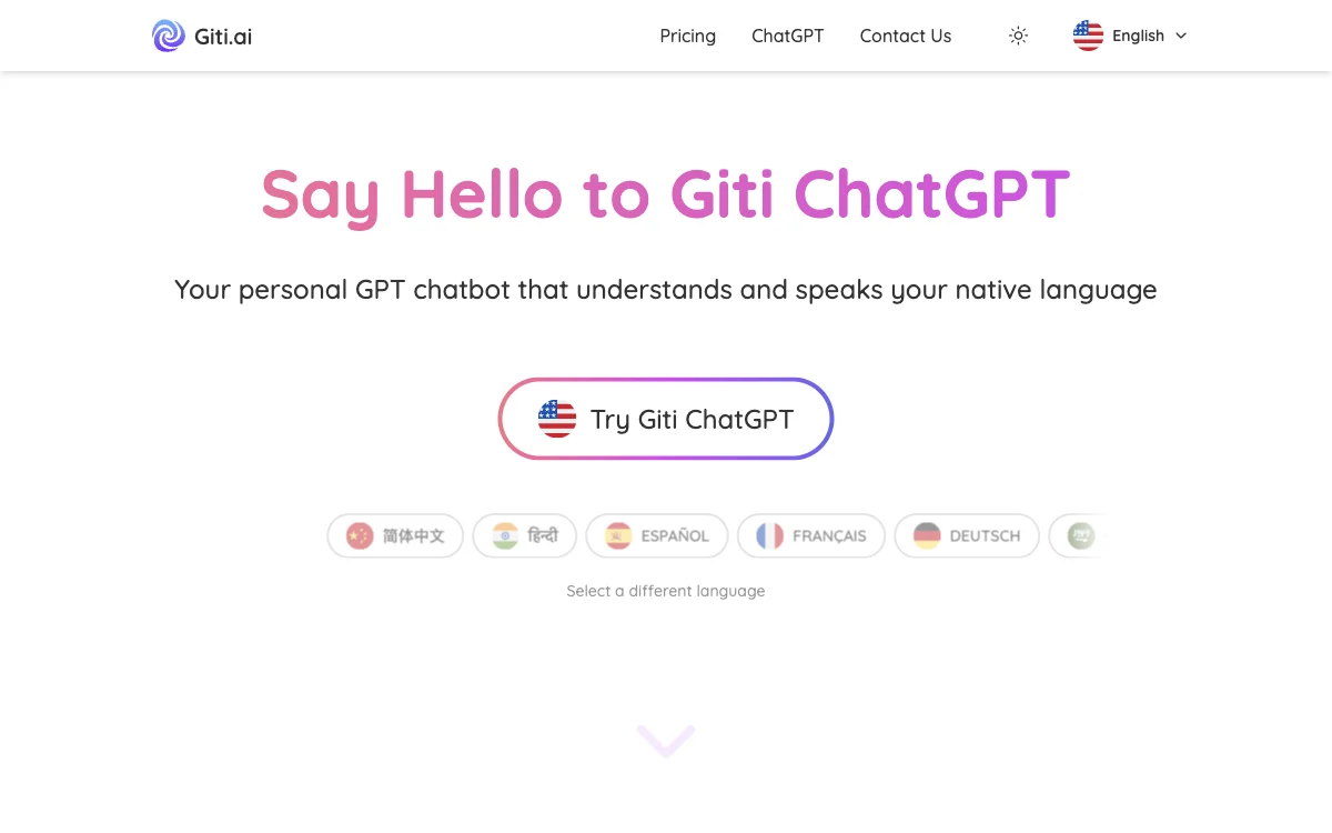 Giti Multilingual ChatGPT - 支持130种语言的AI聊天助手