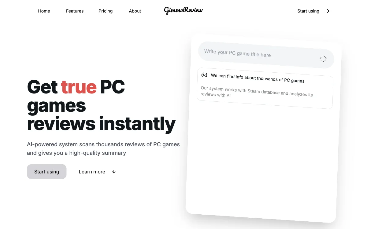 GimmeReview：即时获取PC游戏等的AI总结，轻松做选择