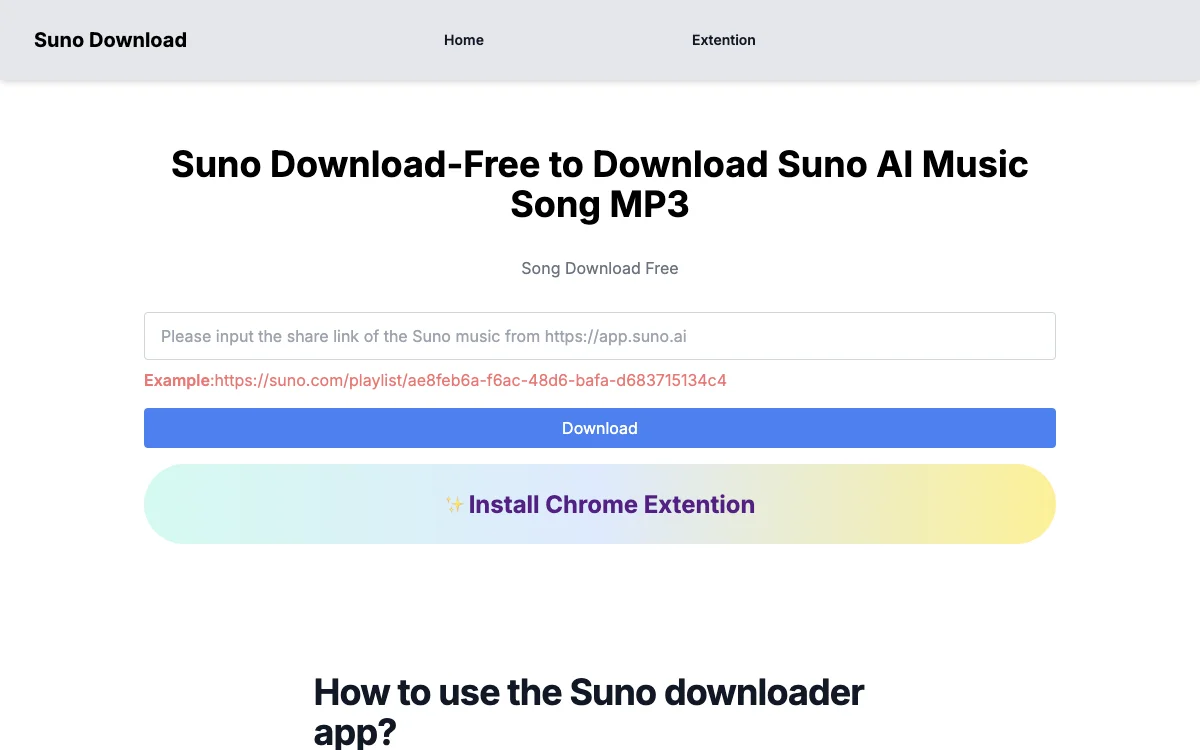 Suno Download - Tải nhạc MP3 miễn phí, nghe nhạc trực tuyến và hơn thế nữa