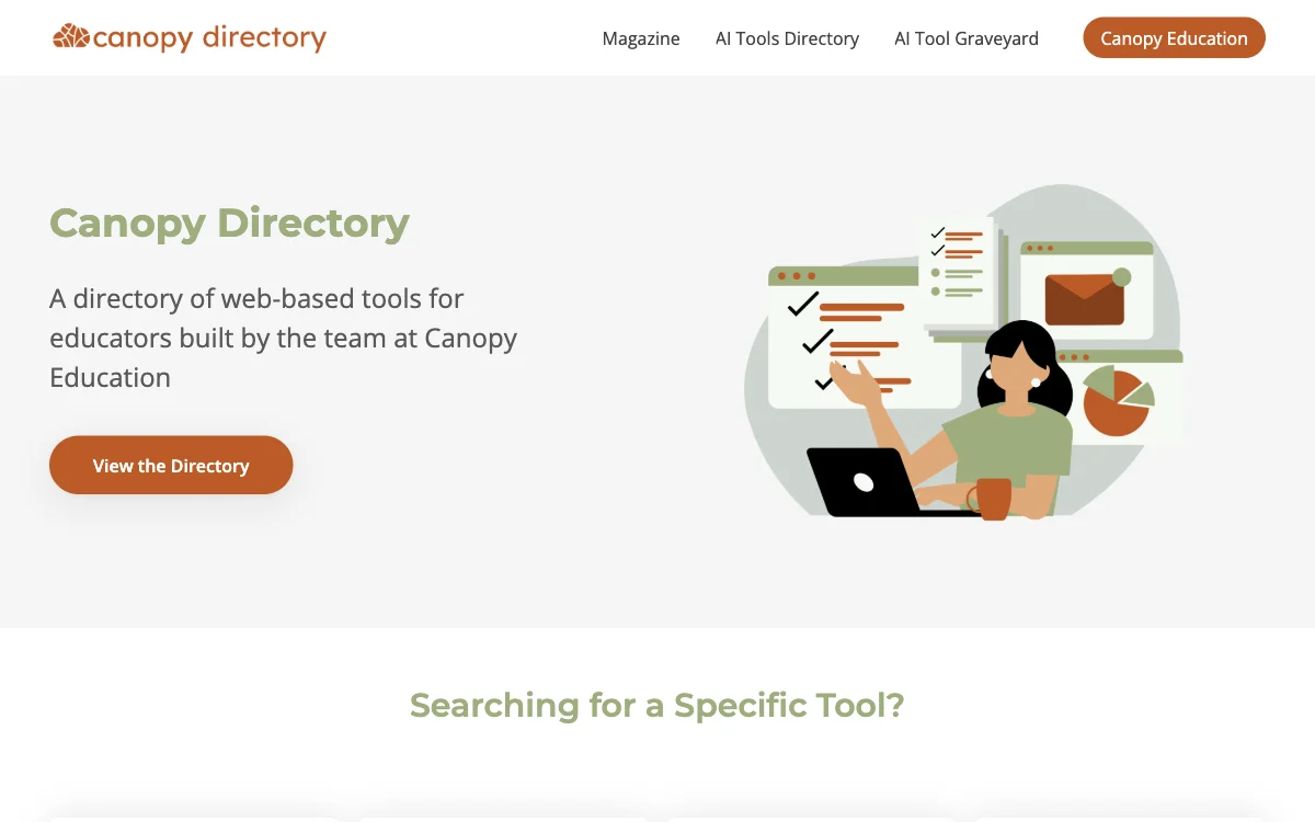 Canopy Directory - صندوق أدوات الذكاء الاصطناعي للمعلمين: اكتشف أفضل الأدوات الذكاء الاصطناعي لفصلك الدراسي