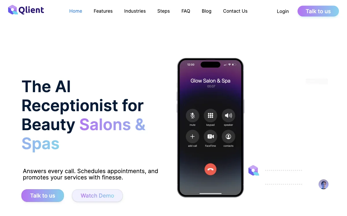 Qlient AI – 美容院和水疗中心的AI接待员