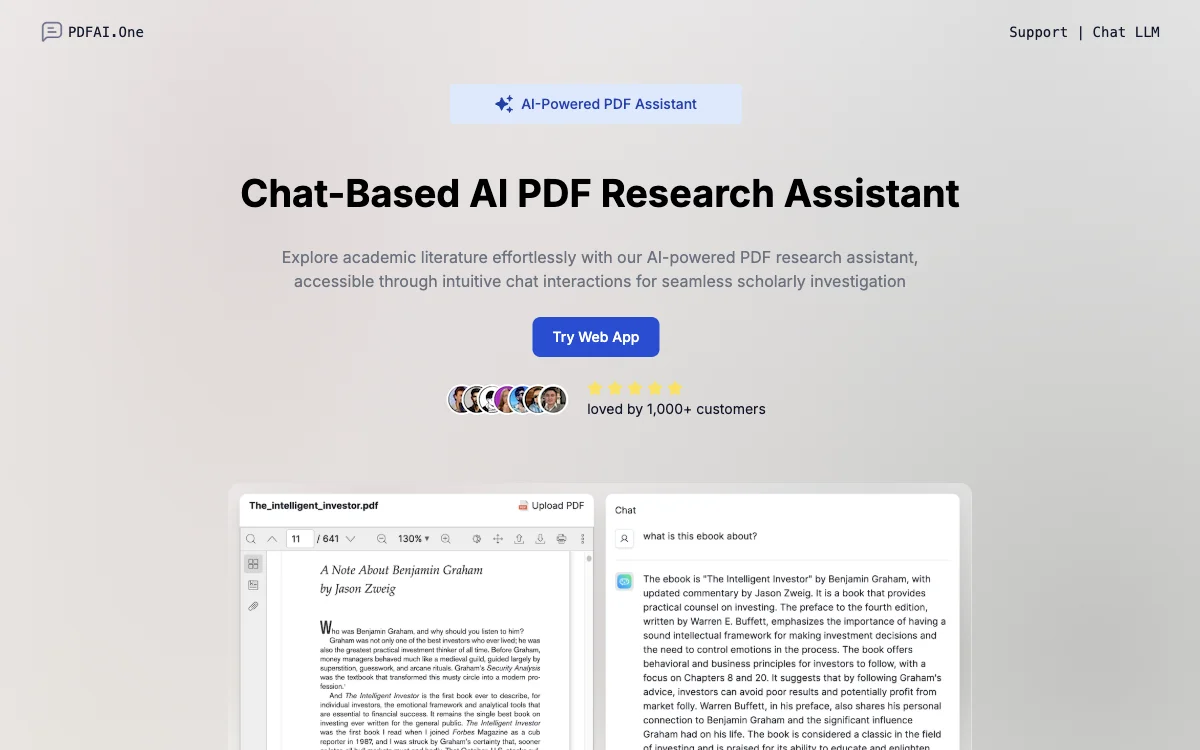 PDFAI.One：智能畅聊PDF文档，助力学术研究