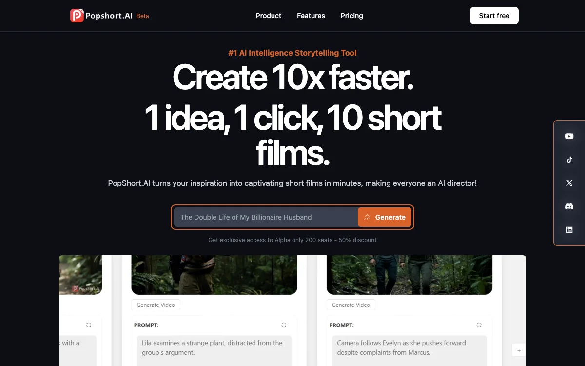 PopShort.AI: Revolutionize Video Creation with AI-Powered Short Films