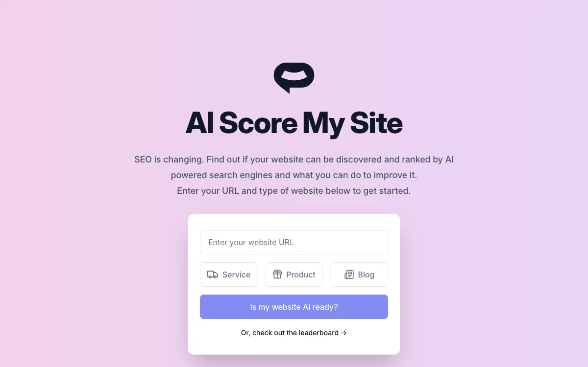 SiteSpeakAI - คะแนน AI สำหรับเว็บไซต์ของคุณและการปรับปรุง