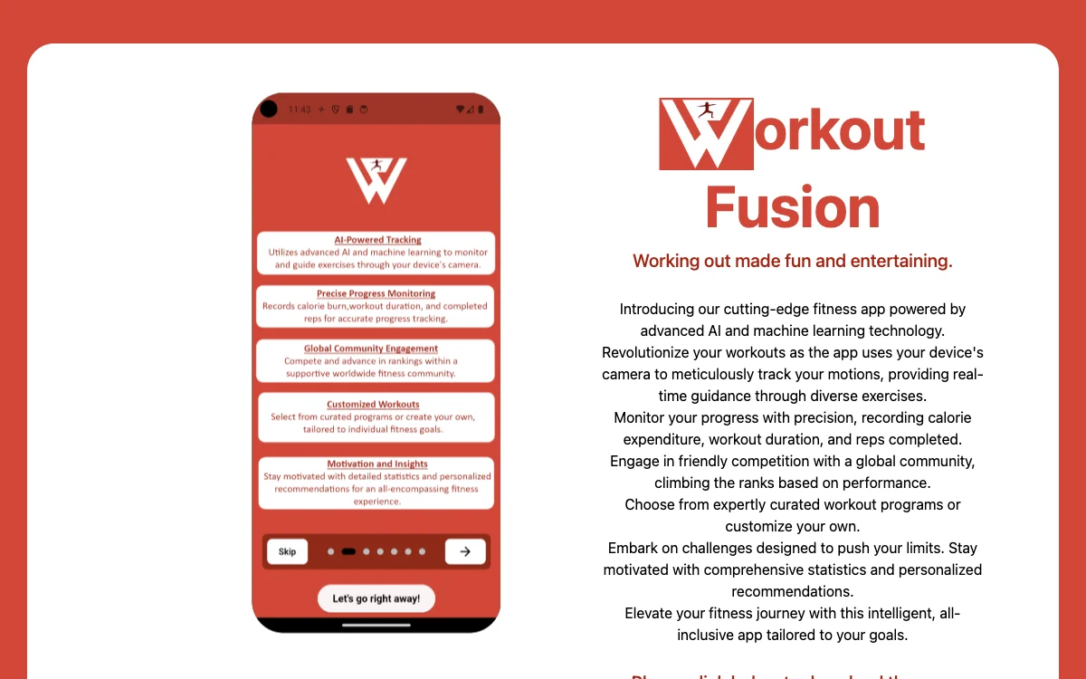 Workout Fusion - Revolutionize Your Fitness with AI-Powered Workouts