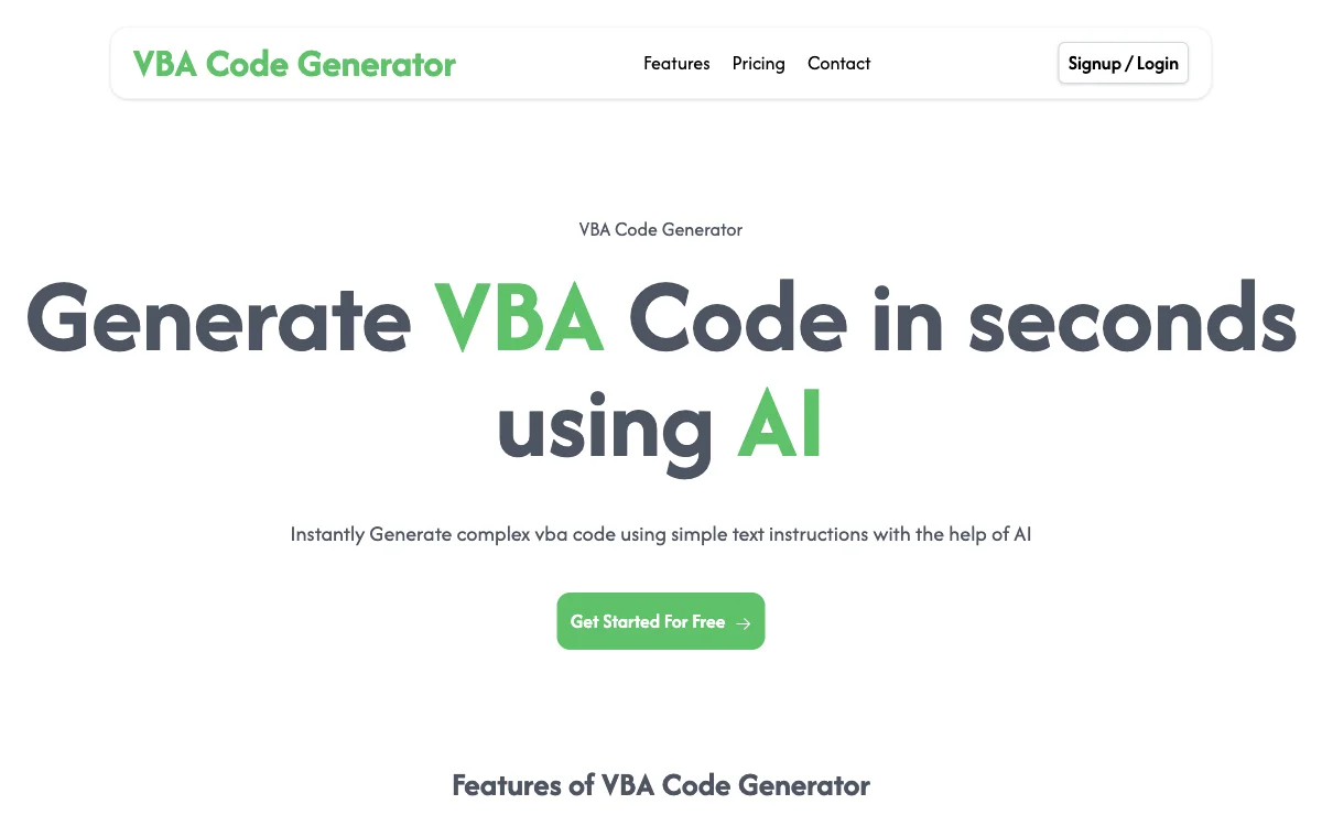 VBA Code Generator ฟรี - สร้างโค้ด VBA ด้วย AI ได้อย่างรวดเร็ว