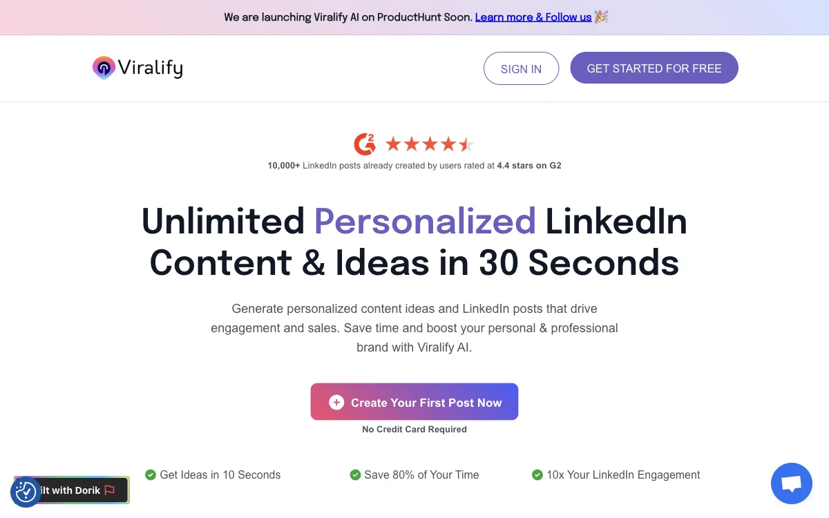 Viralify AI - Nội Dung LinkedIn Cá Nhân Hóa Trong 30 Giây