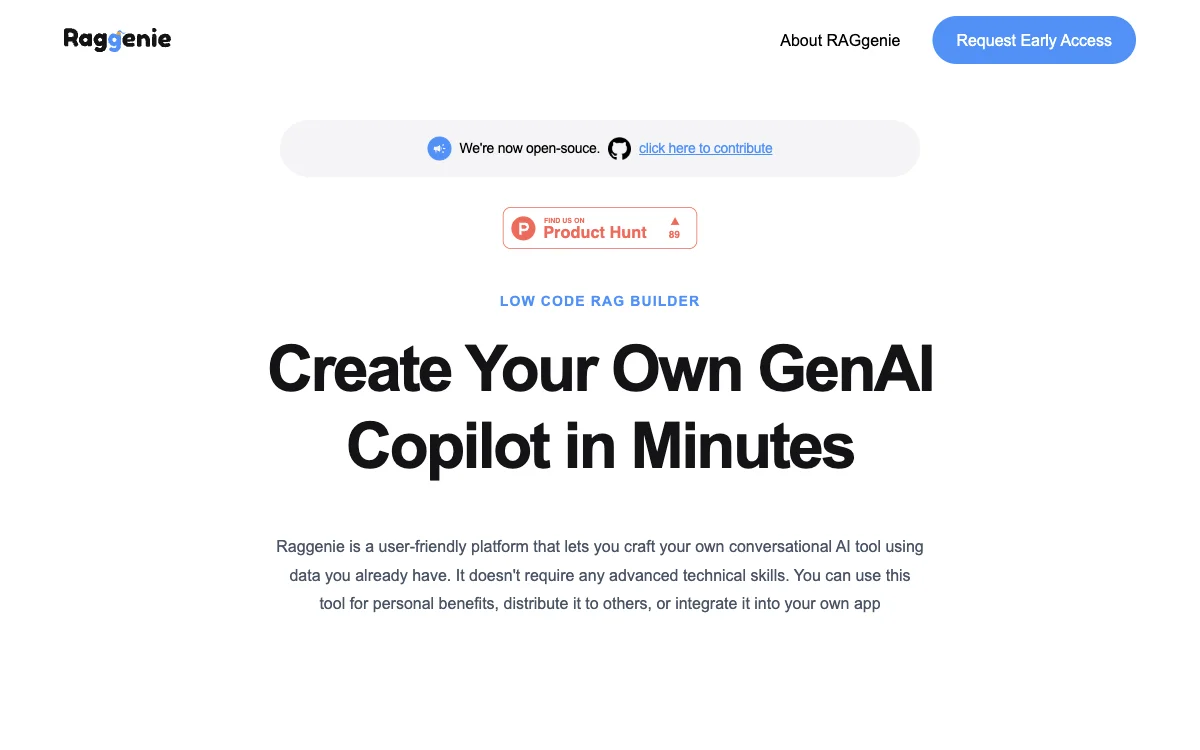 RAGgenie: Create Your Own Conversational AI Tool with Ease
