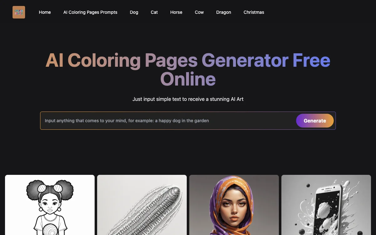 AI Coloring Pages Generator Free Online - Customizable AI Art for All Ages