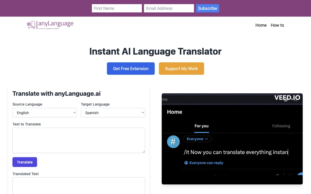 AnyLanguage.ai：即时 AI 语言翻译扩展程序