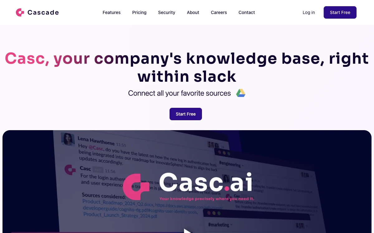 Casc - Slack में तेज़ी से आपकी कंपनी का ज्ञान प्राप्त करें