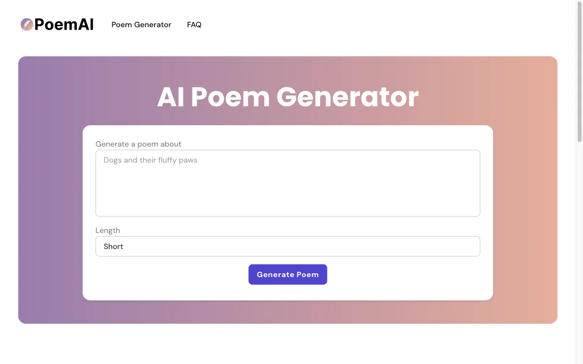 用AI即时创作灵感诗歌 | AI Poem Generator