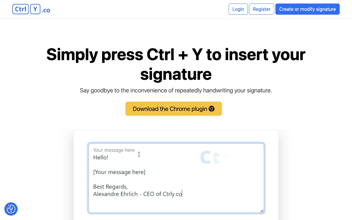 Ctrly.co - إدراج توقيعي تلقائيًا بضغط على Ctrl + Y