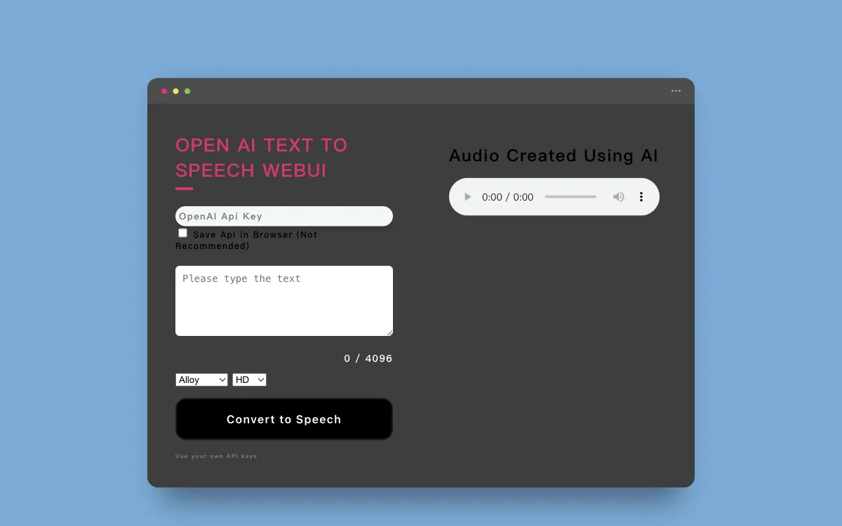 OpenAI Text To Speech WebUI: تحويل النص إلى الكلام بسهولة