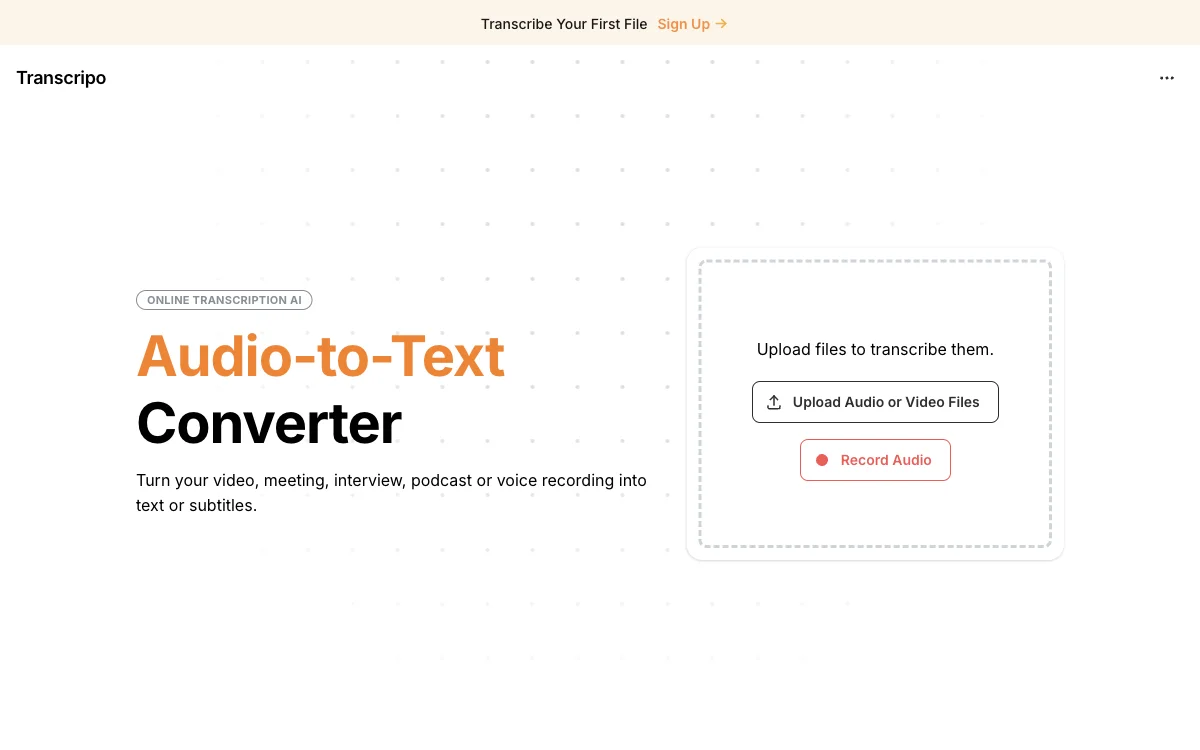 Transcripo - Công cụ chuyển đổi Audio-to-Text miễn phí và hiệu quả