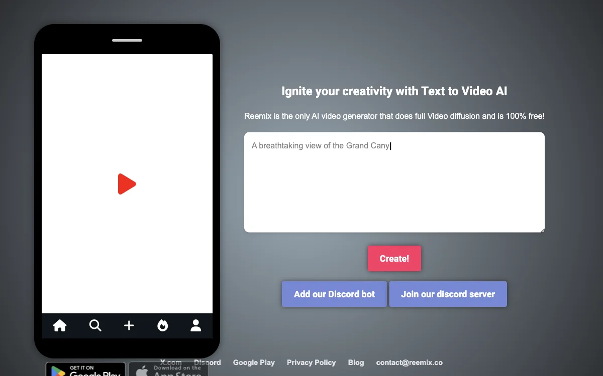 Reemix.co: Transform Text into Stunning Videos for Free