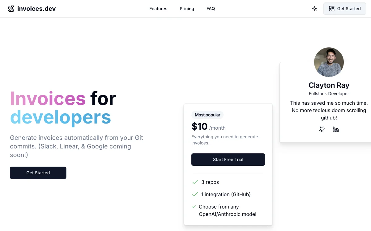 invoices.dev: The AI-Powered Invoicing Solution for Developers