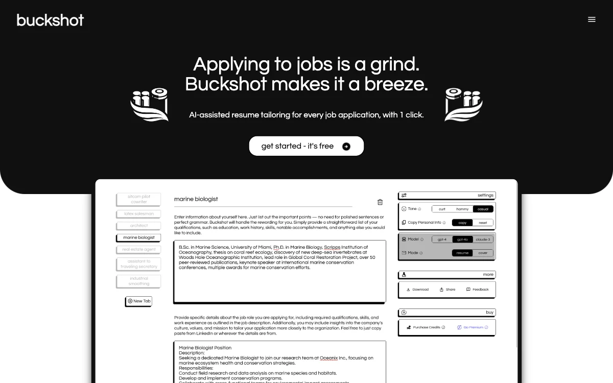 Buckshot: Simplify Job Applications with AI-Powered Resumes