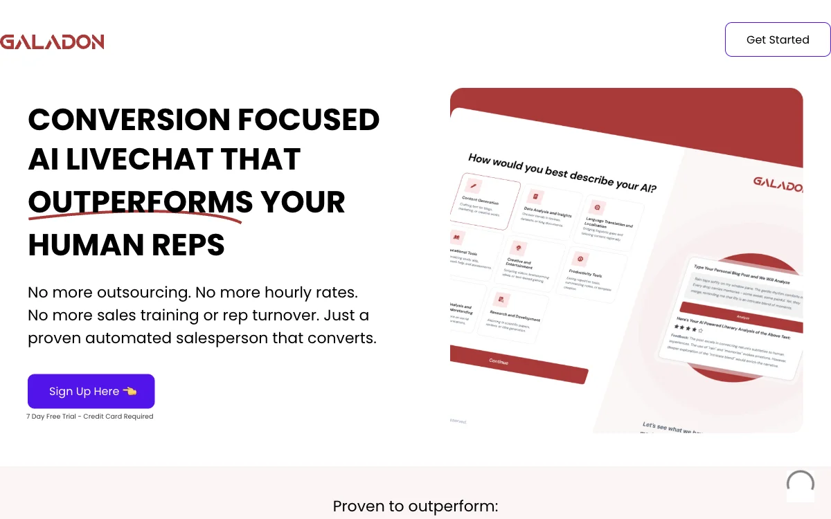 Galadon: AI Live Chat for Superior Sales Performance