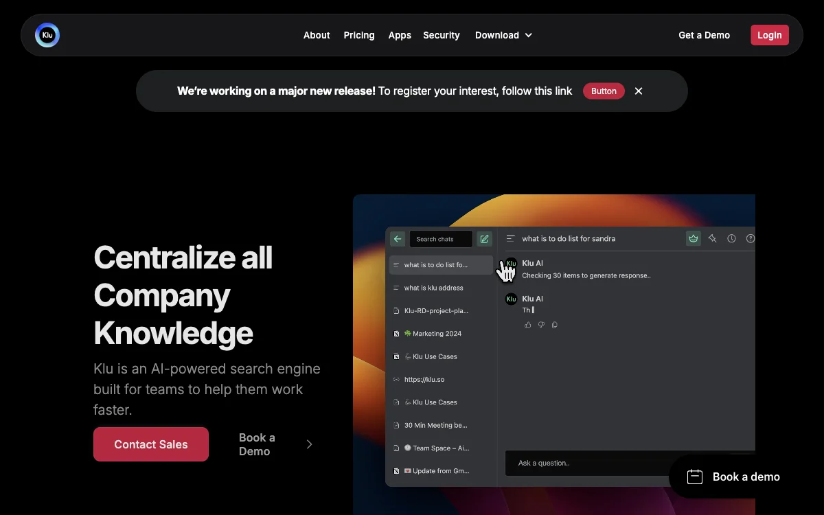 Klu：跨工作应用的统一AI搜索 | 快速、安全、高效