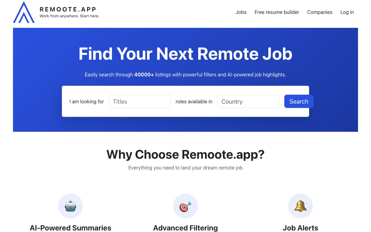 Remoote.app - 利用AI技术轻松找到远程工作