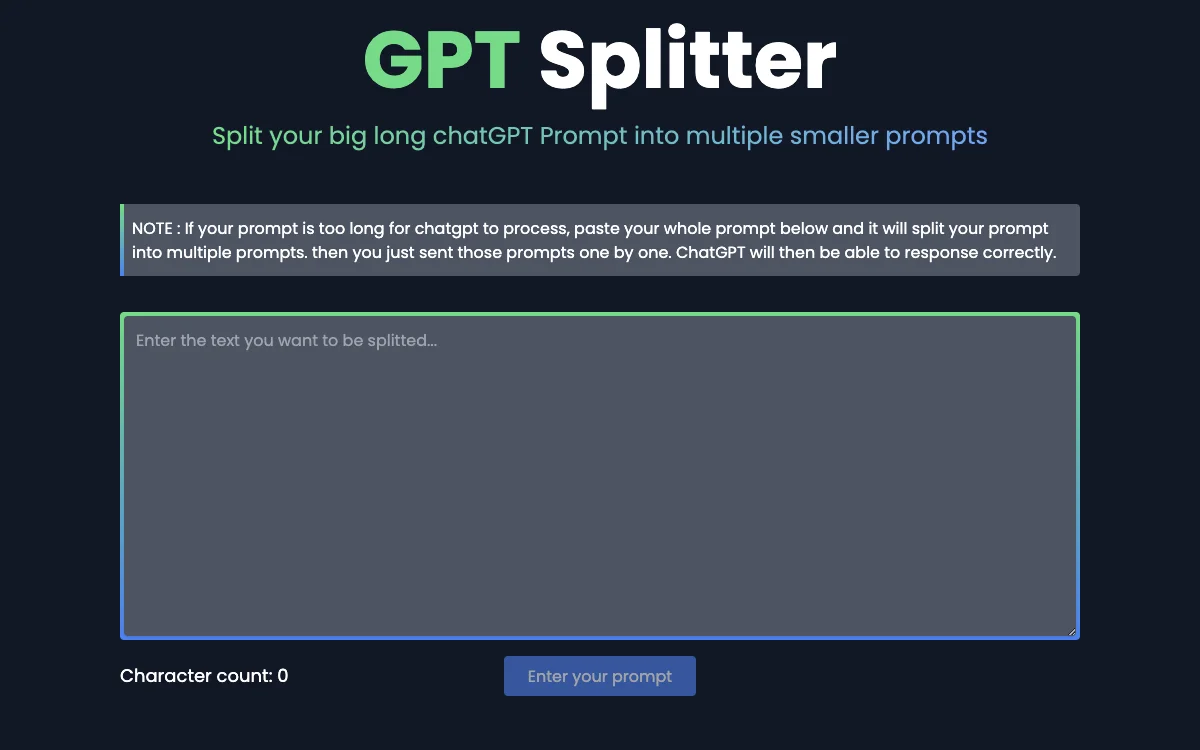 GPT Splitter: Optimize Your ChatGPT Prompts